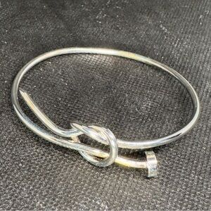 Rhodium Plated Knot & Nail Head Bangle Bracelet
